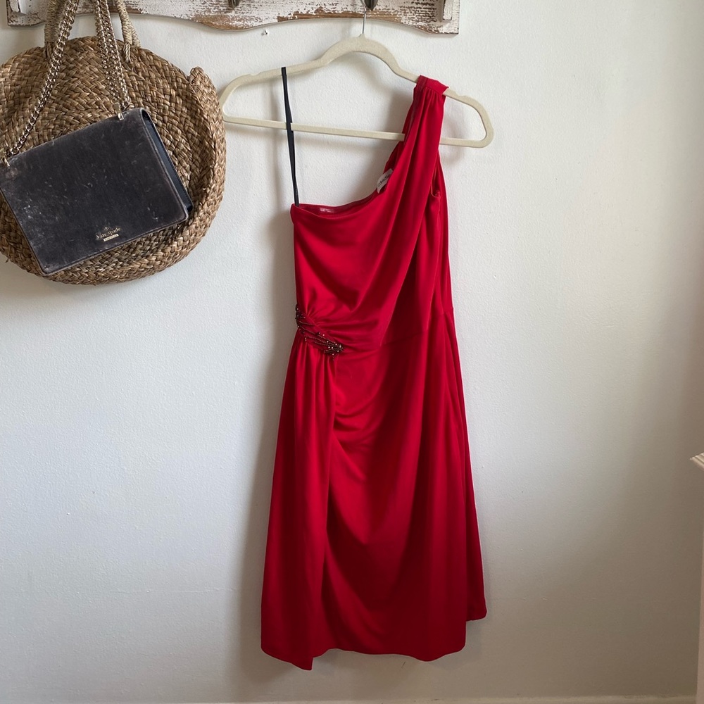 Calvin Klein One Shoulder Embellished Dress